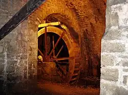 Waterwheel for brine extraction.