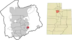 Location in Salt Lake County and the state of Utah.