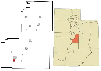Location in Sanpete County and the state of Utah.
