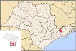 Location in the state of São Paulo and Brazil