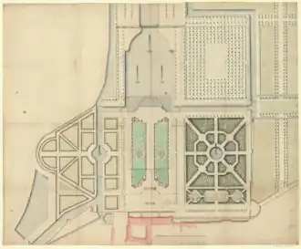 Plan of the palace and its park by Robert de Cotte in 1712