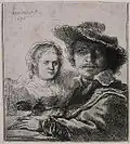 Self-portrait with Saskia, 1636, etching
