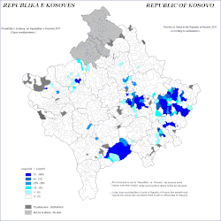 Distribution of Serbs in Kosovo by settlements 2011
