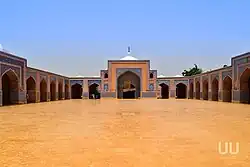 Shah Jahan Mosque in Thatta, Pakistan. The mosque is not built in the Mughal style, but reflects a heavy Persian influence.