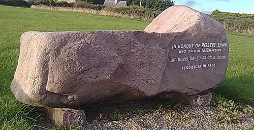 Robert Shaw memorial in Tourmakeady, County Mayo, Ireland, near the location where he died