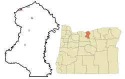 Location of Biggs Junction, Oregon