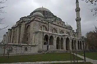 Şehzade Mosque: view of the exterior and one of the lateral porticos