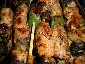 Shish taouk, a traditional Middle Eastern shish kebab