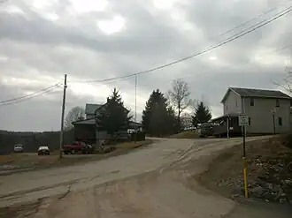 The community of Shunk, within Fox Township along the side of State Route&nbsp;154 as seen in February 2012.