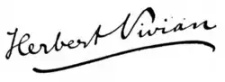 Herbert Vivian's signature, 1890
