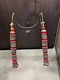Silver and Bamboo Coral Earrings from Ladakh or Tibet, Amrapali Museum