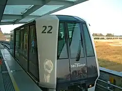 A Crystal Mover C810 on the Punggol LRT system at Punggol LRT station.