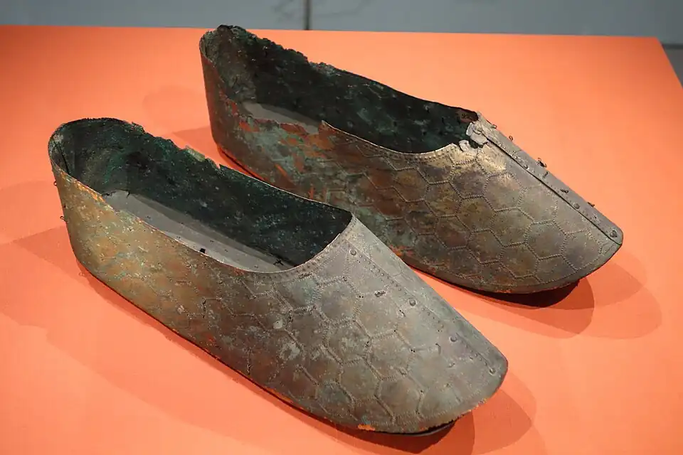Kofun period gilt bronze slippers