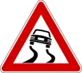 Slippery road surface