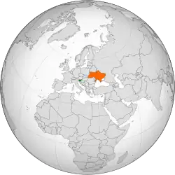 Map indicating locations of Slovenia and Ukraine
