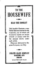 Old brochure that says "To the housewife"