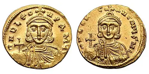 Two gold coins, each depicting a man