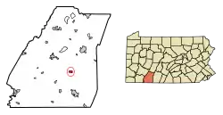 Location of Berlin in Somerset County, Pennsylvania.