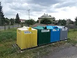 Sorted waste containers in Jász-Nagykun-Szolnok County, Hungary