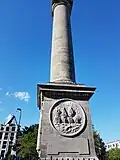 The South face of the column with a brief description of Nelson's final naval battle and death in 1805.