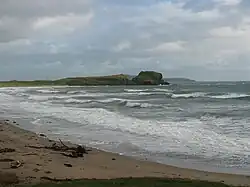 Photograph of the site of Dunaverty Castle