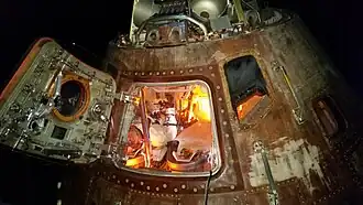 Apollo 17's Command Module America flew Gene Cernan, Ronald Evans, Harrison Schmitt, and five mice to the Moon in NASA's last crewed lunar mission, 1971