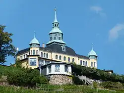 Spitzhaus above the vineyards of Radebeul