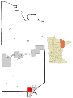 Location of the city of Hermantown within Saint Louis County, Minnesota