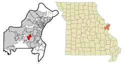 Location of Des Peres, Missouri