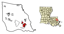 Location of Slidell in St. Tammany Parish, Louisiana