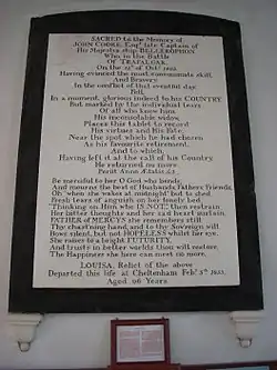 Picture of the memorial to Cooke in St&nbsp;Andrew's Church, Donhead St&nbsp;Andrew, in Wiltshire