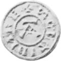 A black and white photo of an Anglo-Scandinavian coin