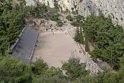 Stadium of the Pythian games at Delphi, modern ruin, tourism