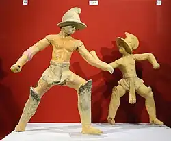 Terracotta statues of gladiators