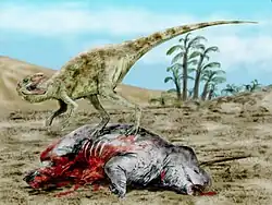 Staurikosaurus, one of the earliest dinosaurs, a member of the Triassic family Herrerasauridae