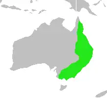 map of Australia showing greened out area in east of the country