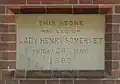 Foundation stone laid by Lady Henry at the former Congregational chapel in South Park, Reigate