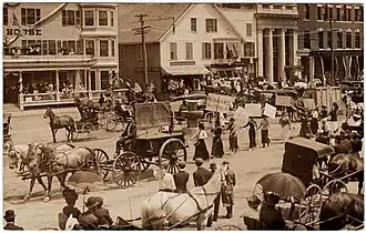 Suffragists parade in Market Square in Houlton, Maine, 1917
