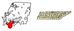 Location of Hendersonville in Sumner County, Tennessee (left) and of Sumner County in Tennessee (right)