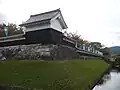 The yagura and a moat.
