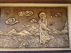 Bodhidharma statue behind the monastery