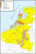 The Low Countries in 1576 just after the taking of Zierikzee