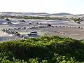 World War II tank traps surrounding lower car park at the northern end of Stockton Beach
