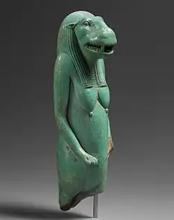 Amulet depicting Taweret; 664–332&nbsp;BC; faience; height: 9.7&nbsp;cm; Metropolitan Museum of Art