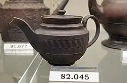 Teapot attributed to Davenport, c. 1820, black basalt stoneware