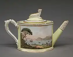 Teapot from a service with views around Naples - here Baiae, 1790s