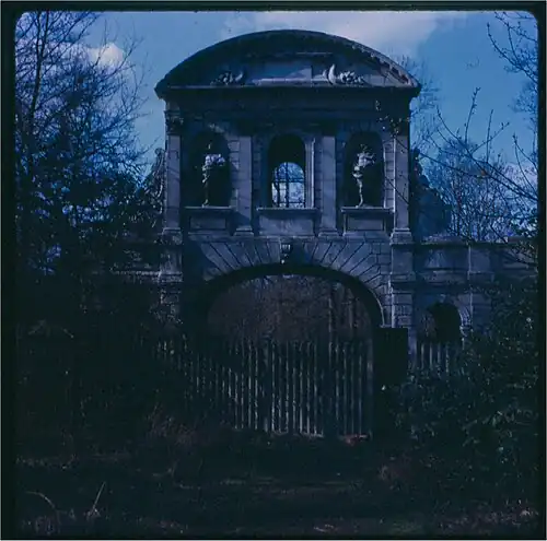 Temple Bar Gate was re-erected at Theobalds Park in Hertfordshire in the late 19th century. Pictured here in 1968, it stood there until being moved back to London.