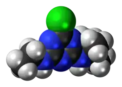 Space-filling model of the terbuthylazine molecule