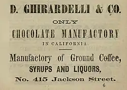 Ghirardelli ad, 1864
