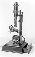 A compound microscope by Cuff, image from the Wellcome Trust